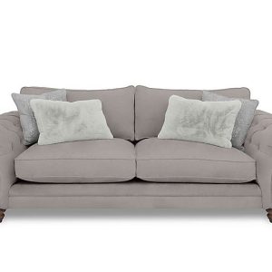 Boutique Collection  Blenheim 4 Seater Classic Back Sofa  Marlborough Silver with Walnut Feet | Bed Sava