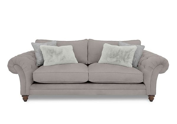 Boutique Collection  Blenheim 4 Seater Classic Back Sofa  Marlborough Silver with Walnut Feet | Bed Sava