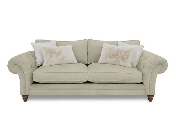 Boutique Collection  Blenheim 4 Seater Classic Back Sofa  Marlborough Wicker Ivory with Walnut Feet | Bed Sava