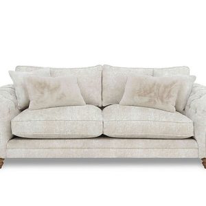 Boutique Collection  Blenheim 4 Seater Classic Back Sofa  Savoy Ivory with Oak Feet | Bed Sava