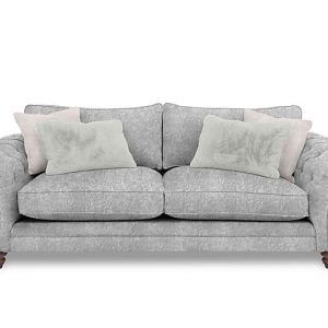 Boutique Collection  Blenheim 4 Seater Classic Back Sofa  Savoy Silver with Walnut Feet | Bed Sava
