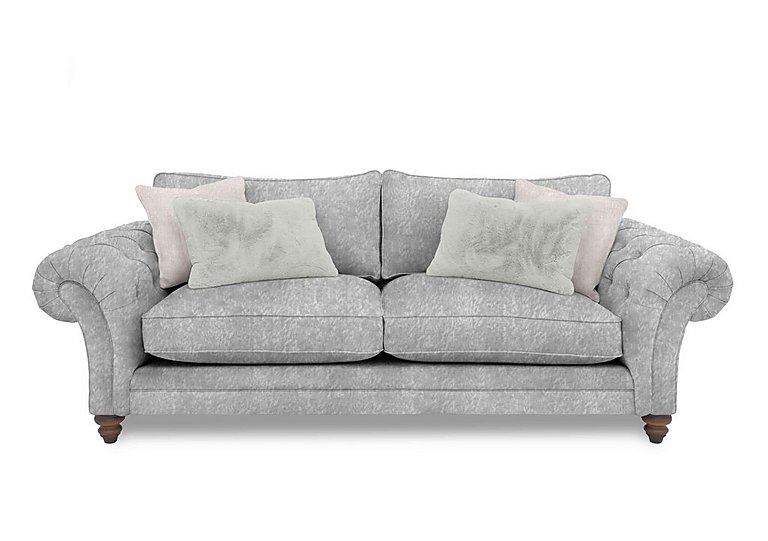 Boutique Collection - Blenheim 4 Seater Classic Back Sofa - Savoy Silver with Walnut Feet
