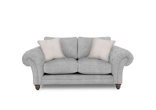 Boutique Collection  Blenheim 2 Seater Classic Back Sofa  Savoy Silver with Walnut Feet | Bed Sava