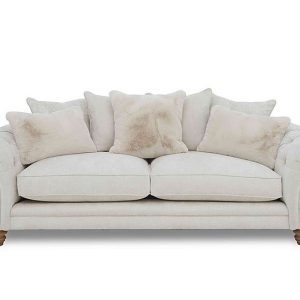 Boutique Collection  Blenheim 4 Seater Scatter Back Sofa  Darwin Ivory with Oak Feet | Bed Sava