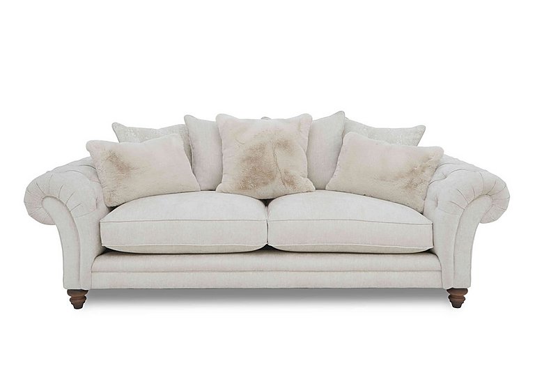 Boutique Collection - Blenheim 4 Seater Scatter Back Sofa - Darwin Ivory with Walnut Feet