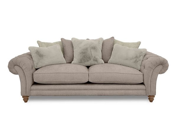 Boutique Collection  Blenheim 4 Seater Scatter Back Sofa  Darwin Mink with Oak Feet | Bed Sava
