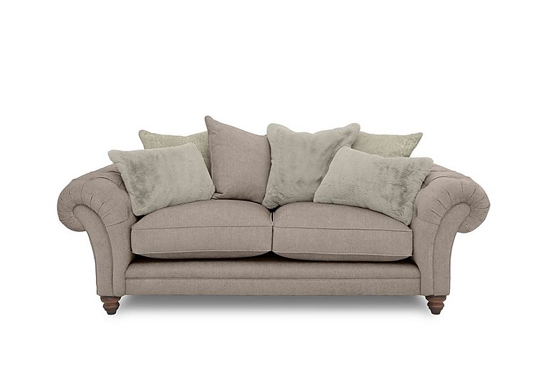 Boutique Collection - Blenheim 3 Seater Scatter Back Sofa - Darwin Mink with Walnut Feet