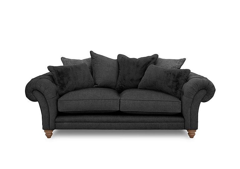Boutique Collection - Blenheim 3 Seater Scatter Back Sofa - Darwin Raven with Oak Feet
