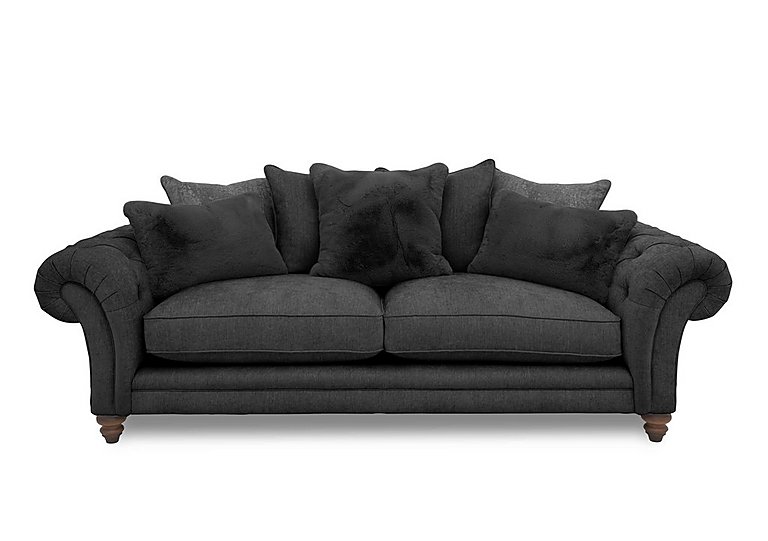 Boutique Collection - Blenheim 4 Seater Scatter Back Sofa - Darwin Raven with Walnut Feet