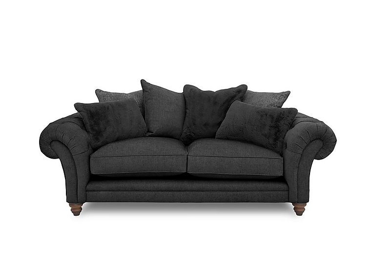 Boutique Collection - Blenheim 3 Seater Scatter Back Sofa - Darwin Raven with Walnut Feet