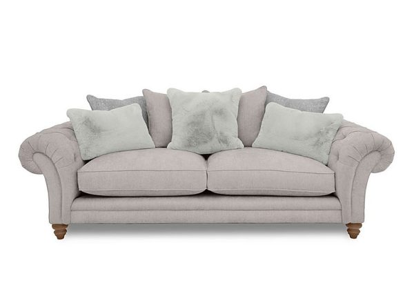 Boutique Collection  Blenheim 4 Seater Scatter Back Sofa  Darwin Silver with Oak Feet | Bed Sava