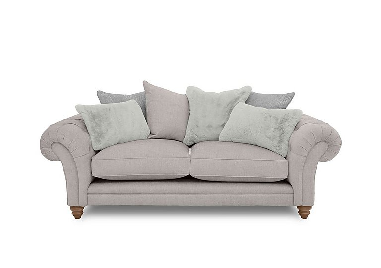 Boutique Collection - Blenheim 3 Seater Scatter Back Sofa - Darwin Silver with Oak Feet