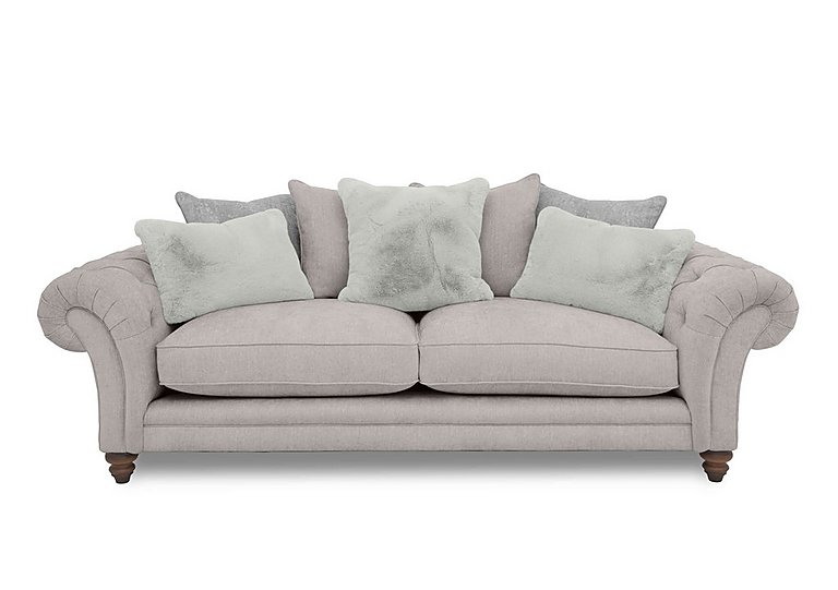 Boutique Collection - Blenheim 4 Seater Scatter Back Sofa - Darwin Silver with Walnut Feet