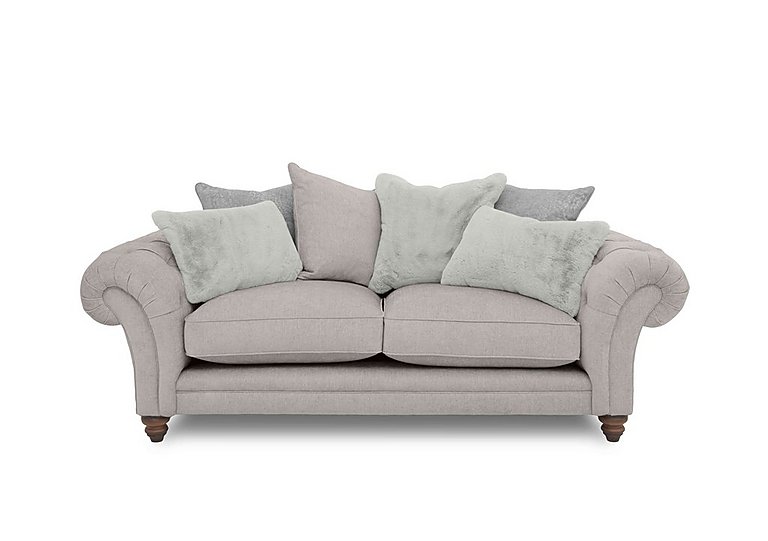 Boutique Collection - Blenheim 3 Seater Scatter Back Sofa - Darwin Silver with Walnut Feet
