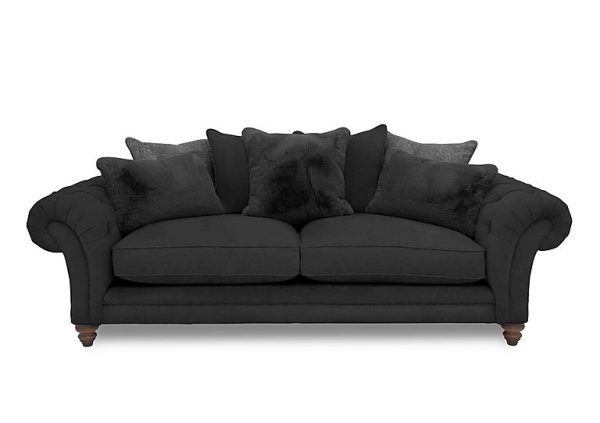 Boutique Collection  Blenheim 4 Seater Scatter Back Sofa  Marlborough Raven with Walnut Feet | Bed Sava