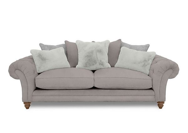 Boutique Collection  Blenheim 4 Seater Scatter Back Sofa  Marlborough Silver with Oak Feet | Bed Sava