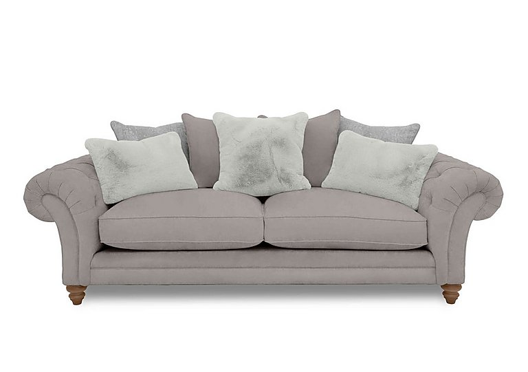 Boutique Collection - Blenheim 4 Seater Scatter Back Sofa - Marlborough Silver with Oak Feet