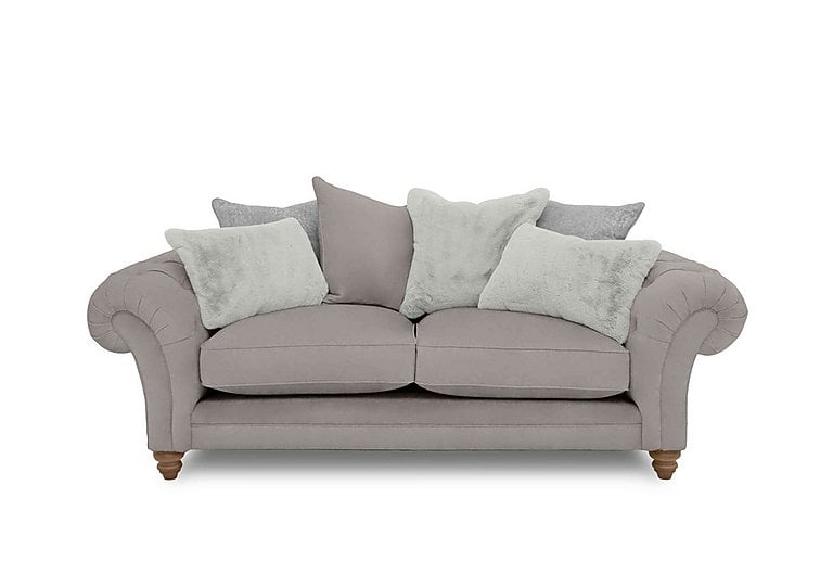Boutique Collection - Blenheim 3 Seater Scatter Back Sofa - Marlborough Silver with Oak Feet