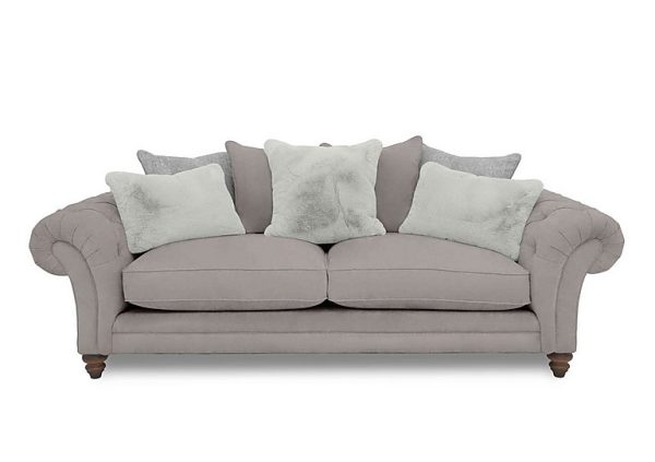 Boutique Collection  Blenheim 4 Seater Scatter Back Sofa  Marlborough Silver with Walnut Feet | Bed Sava