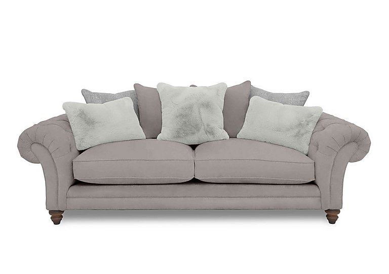Boutique Collection - Blenheim 4 Seater Scatter Back Sofa - Marlborough Silver with Walnut Feet