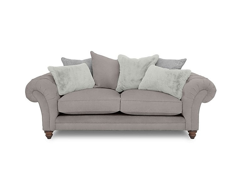 Boutique Collection - Blenheim 3 Seater Scatter Back Sofa - Marlborough Silver with Walnut Feet