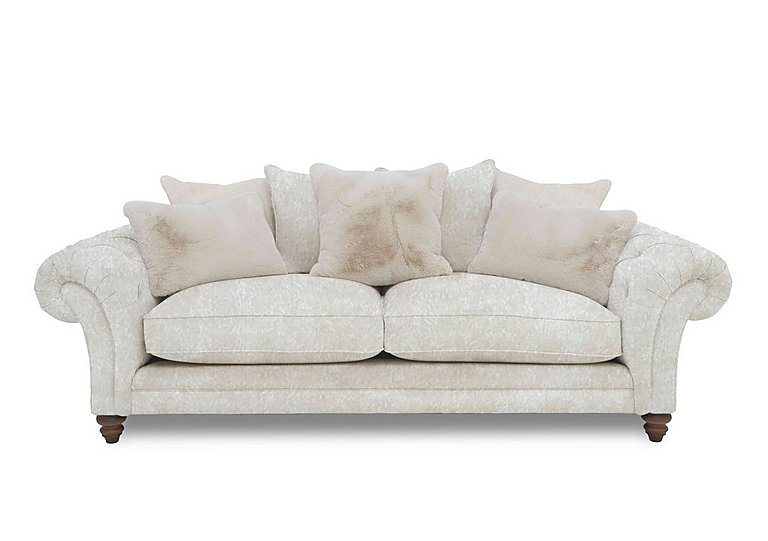 Boutique Collection - Blenheim 4 Seater Scatter Back Sofa - Savoy Ivory with Walnut Feet