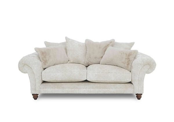 Boutique Collection  Blenheim 3 Seater Scatter Back Sofa  Savoy Ivory with Walnut Feet | Bed Sava