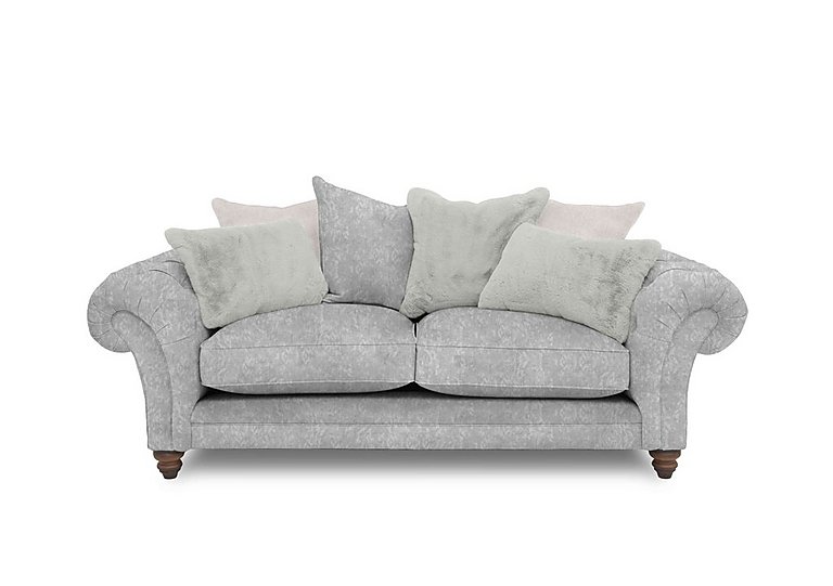 Boutique Collection - Blenheim 3 Seater Scatter Back Sofa - Savoy Silver with Walnut Feet
