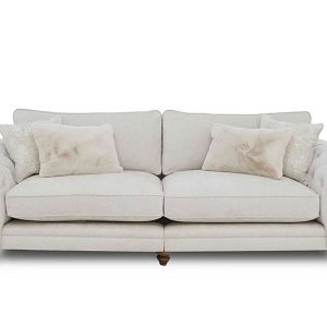 Boutique Collection  Blenheim Grand Split Frame Classic Back Sofa  Darwin Ivory with Walnut Feet | Bed Sava