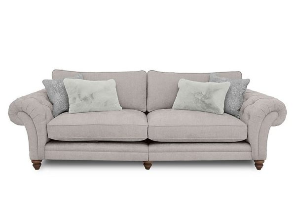 Boutique Collection  Blenheim Grand Split Frame Classic Back Sofa  Darwin Silver with Walnut Feet | Bed Sava