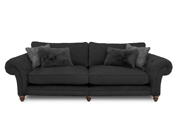 Boutique Collection  Blenheim Grand Split Frame Classic Back Sofa  Marlborough Raven with Walnut Feet | Bed Sava