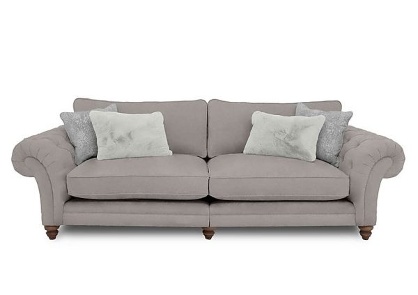 Boutique Collection  Blenheim Grand Split Frame Classic Back Sofa  Marlborough Silver with Walnut Feet | Bed Sava
