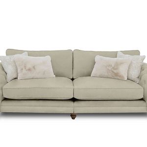 Boutique Collection  Blenheim Grand Split Frame Classic Back Sofa  Marlborough Wicker Ivory with Walnut Feet | Bed Sava