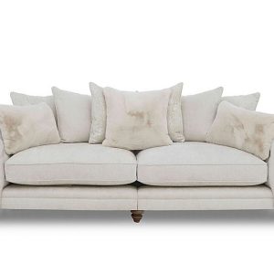 Boutique Collection  Blenheim Grand Split Frame Scatter Back Sofa  Darwin Ivory with Walnut Feet | Bed Sava