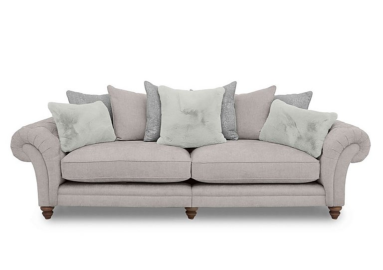 Boutique Collection - Blenheim Grand Split Frame Scatter Back Sofa - Darwin Silver with Walnut Feet