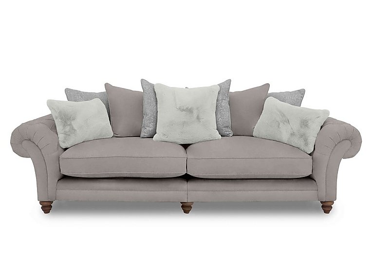 Boutique Collection - Blenheim Grand Split Frame Scatter Back Sofa - Marlborough Silver with Walnut Feet