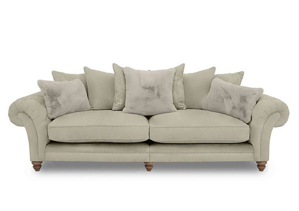 Boutique Collection  Blenheim Grand Split Frame Scatter Back Sofa  Marlborough Wicker Mink with Oak Feet | Bed Sava