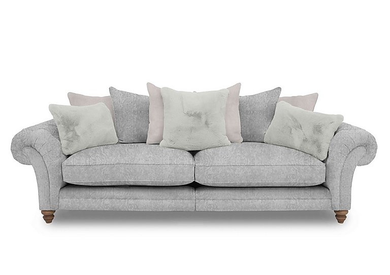 Boutique Collection - Blenheim Grand Split Frame Scatter Back Sofa - Savoy Silver with Walnut Feet