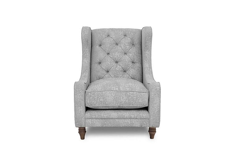 Boutique Collection - Blenheim Wing Chair - Savoy Silver with Walnut Feet