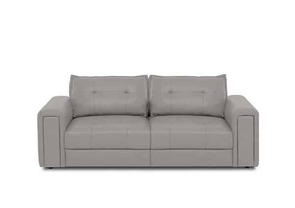 Boutique Goliath 3 Seater Leather Sofa with Storage Drawers  New Grey | Bed Sava