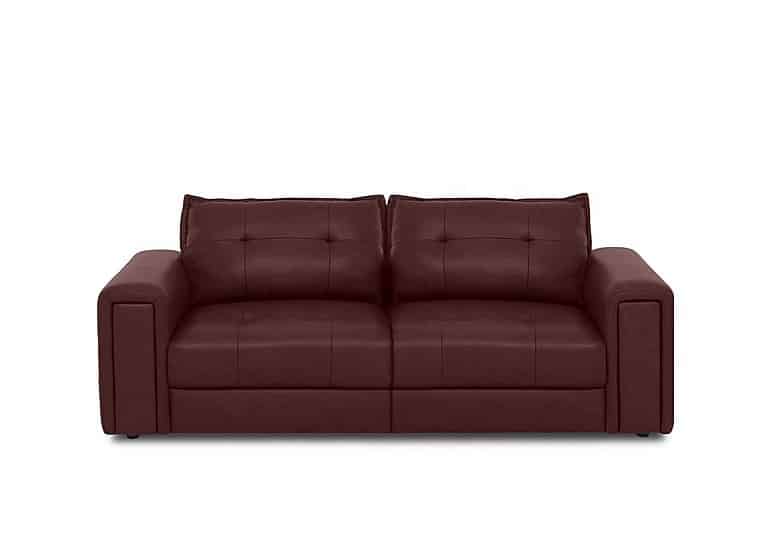 Boutique Goliath 3 Seater Leather Sofa with Storage Drawers - Ruby
