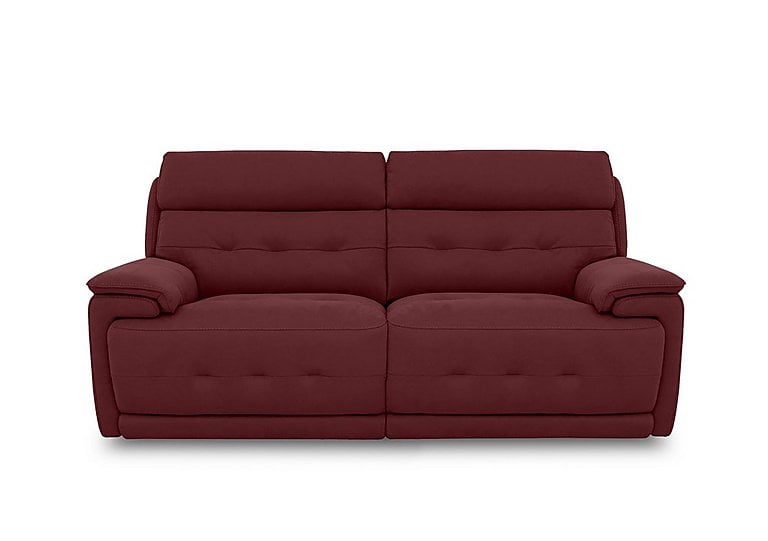Brescia Fabric 3 Seater Power Recliner Sofa with Power Headrests - Burgundy