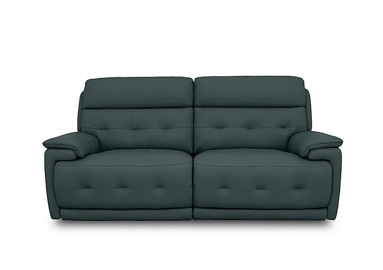 Brescia BV Leather 3 Seater Sofa with Power Recliner - BV Lake Green