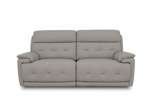 Brescia BV Leather 3 Seater Sofa with Power Recliner  Silver Grey | Bed Sava