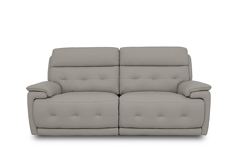 Brescia BV Leather 3 Seater Sofa with Power Recliner - Silver Grey