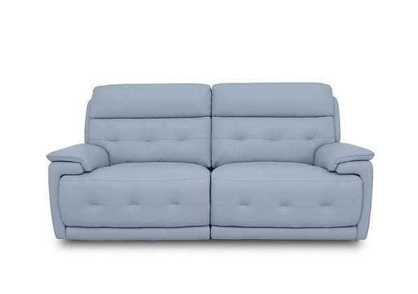 Brescia NC Leather 3 Seater Sofa  Pearl Blue | Bed Sava
