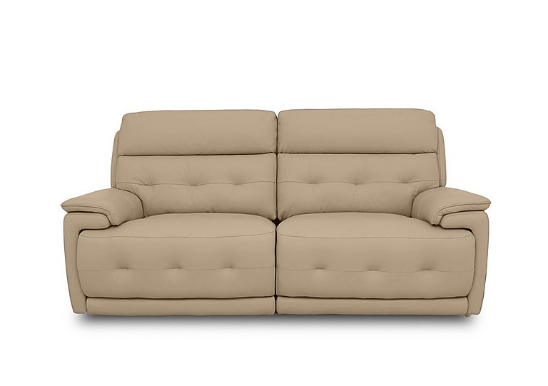 Brescia Leather 3 Seater Sofa with Power Recliner - Nude
