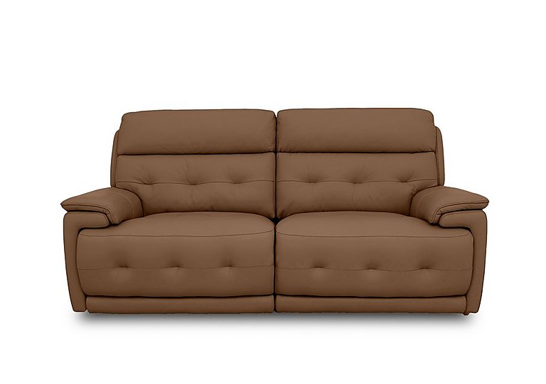 Brescia Leather 3 Seater Sofa with Power Recliner - Pecan
