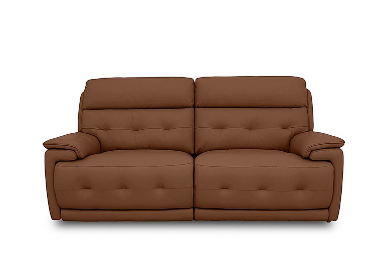Brescia Leather 3 Seater Sofa with Power Recliner - Warm Brown