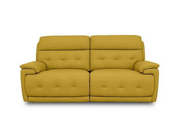 Brescia Leather 3 Seater Sofa with Power Recliner  Yellow | Bed Sava